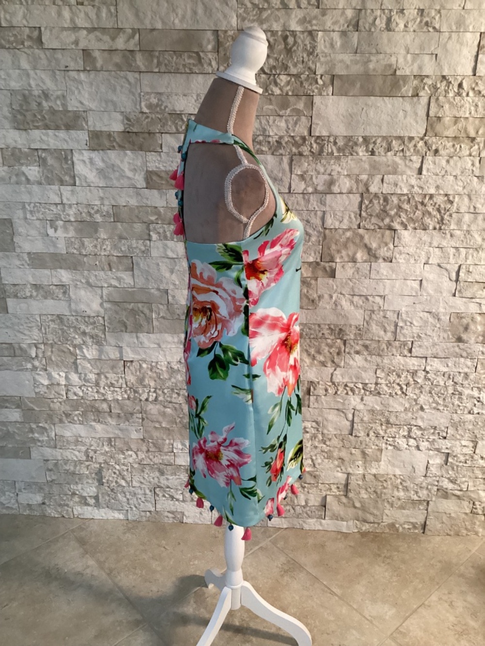 Laundry by Shelli Segal Women's Sleeveless Floral Pom Pom Dress - Picture 6 of 13